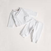 WHITE Coffret cadeau bébé deux pièces en jersey extensible