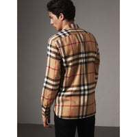 CAMEL Chemise en flanelle de coton à motif check