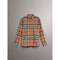 CAMEL Chemise en flanelle de coton à motif check