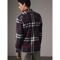 NAVY Chemise en flanelle de coton à motif check