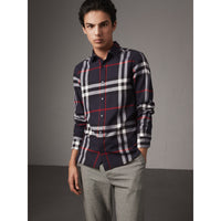 NAVY Chemise en flanelle de coton à motif check