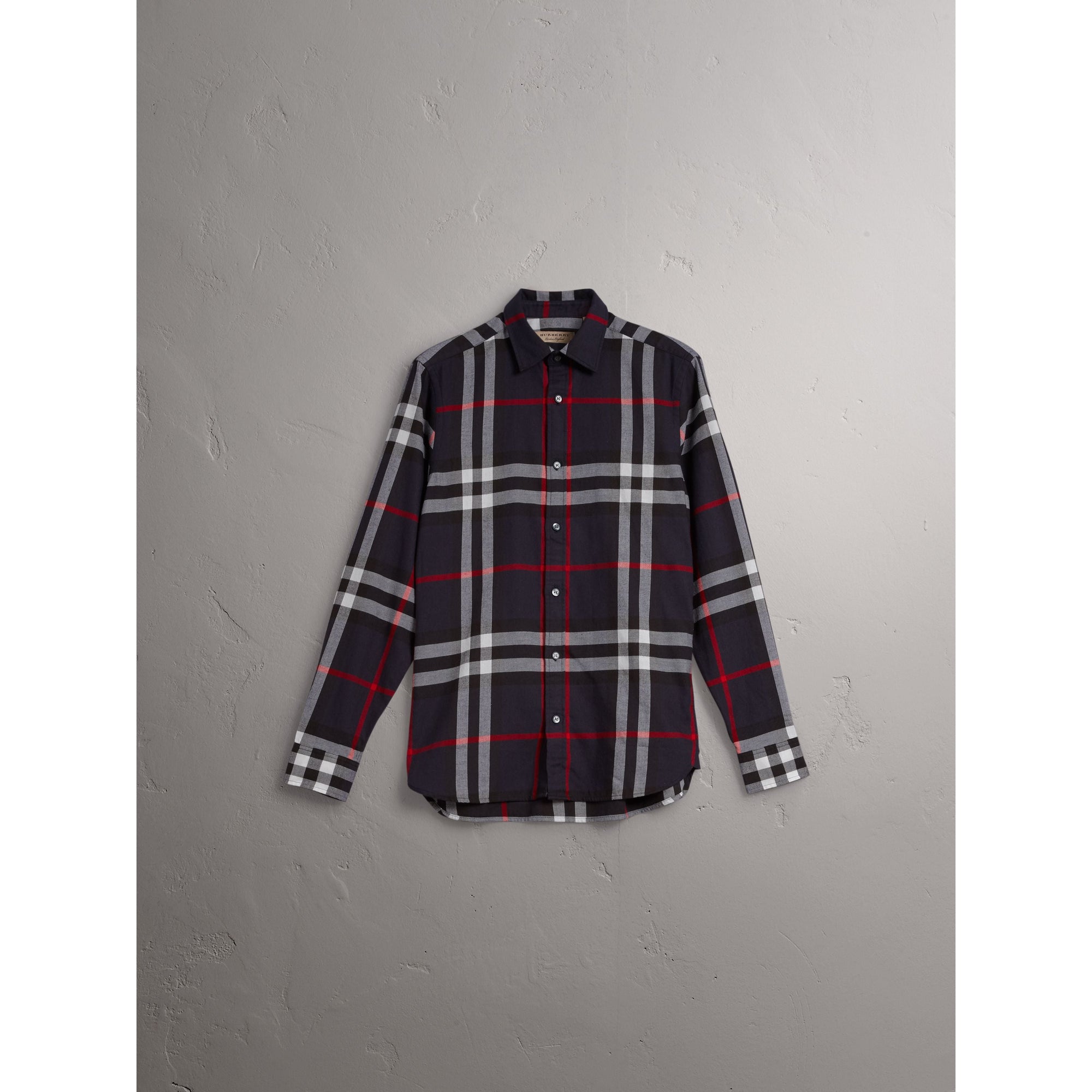 NAVY Chemise en flanelle de coton à motif check