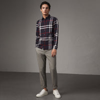 NAVY Chemise en flanelle de coton à motif check