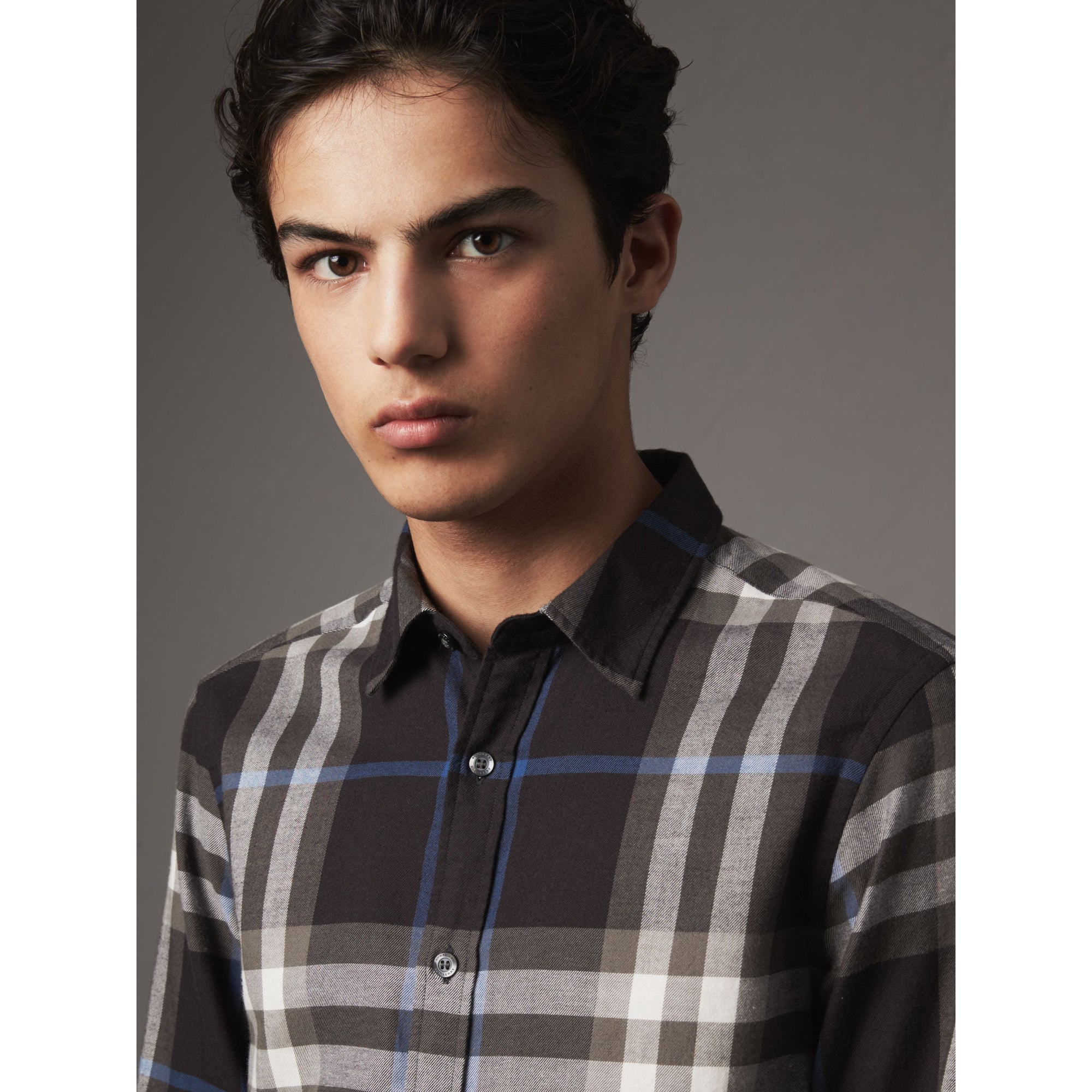 BLACK Chemise en flanelle de coton à motif check