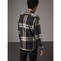 BLACK Chemise en flanelle de coton à motif check