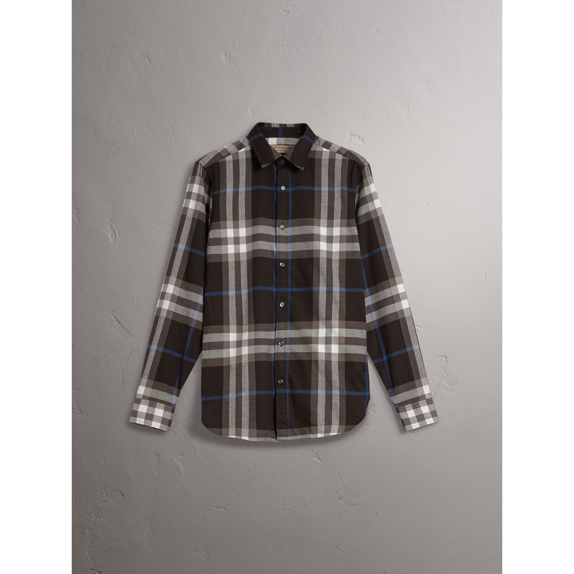 BLACK Chemise en flanelle de coton à motif check