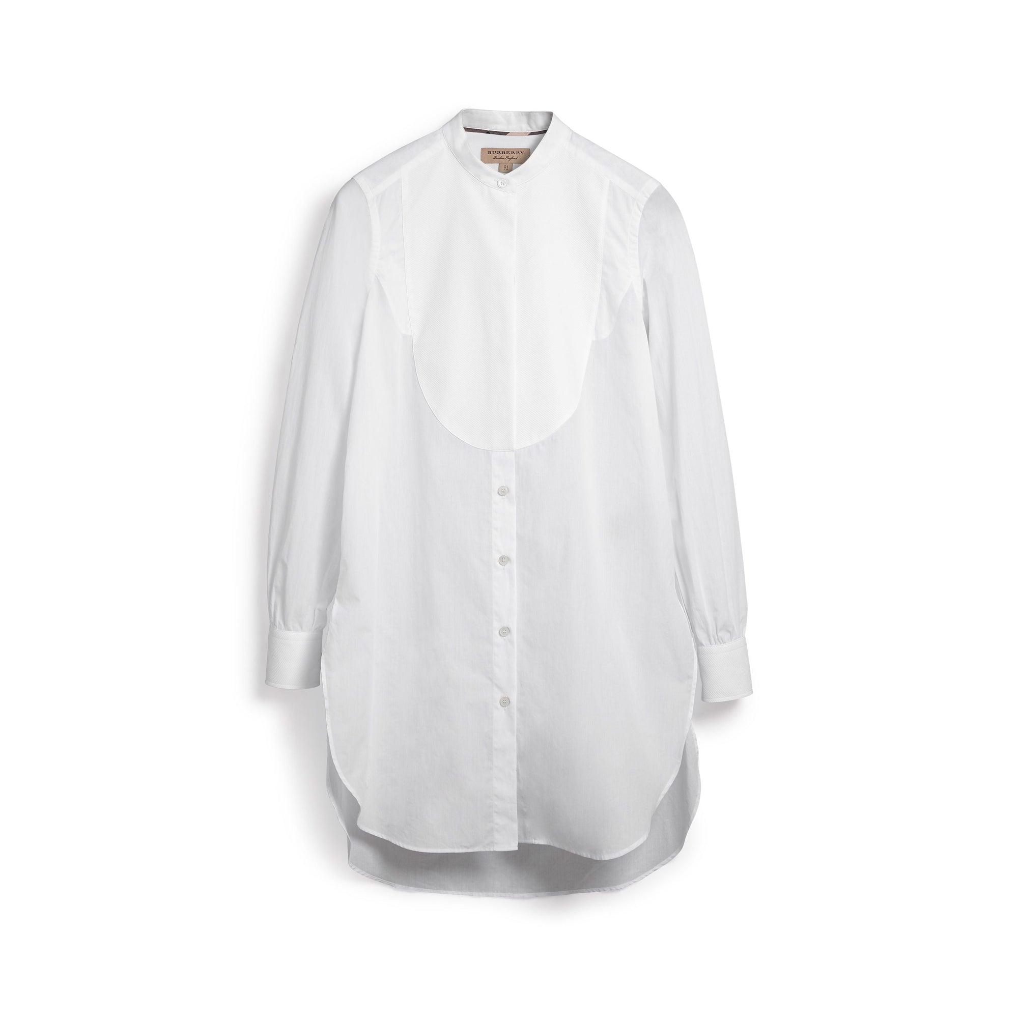 NATURAL WHITE Longue chemise tunique en coton avec plastron