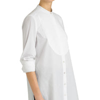 NATURAL WHITE Longue chemise tunique en coton avec plastron