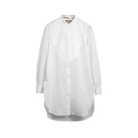 NATURAL WHITE Longue chemise tunique en coton avec plastron