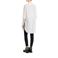 NATURAL WHITE Longue chemise tunique en coton avec plastron