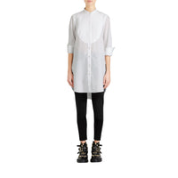 NATURAL WHITE Longue chemise tunique en coton avec plastron