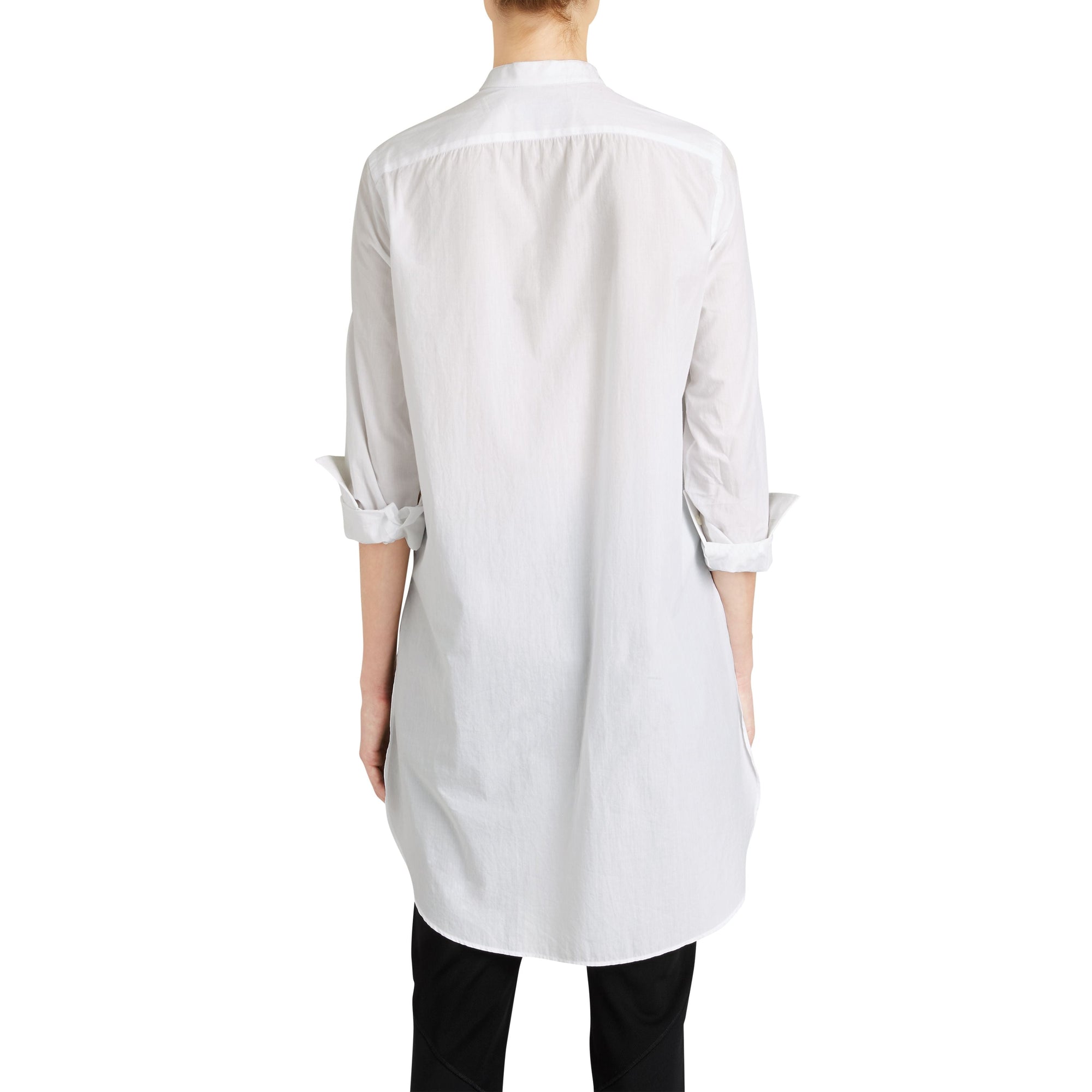 NATURAL WHITE Longue chemise tunique en coton avec plastron