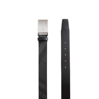 CHARCOAL/BLACK Ceinture en tissu London check et cuir avec boucle plaque