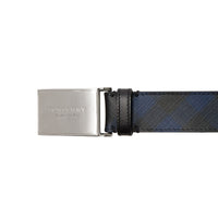NAVY/BLACK Ceinture en tissu London check et cuir avec boucle plaque