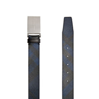 NAVY/BLACK Ceinture en tissu London check et cuir avec boucle plaque