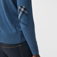 STEEL BLUE Pull en cachemire et coton à col zippé