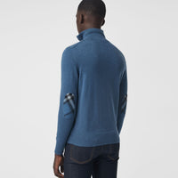 STEEL BLUE Pull en cachemire et coton à col zippé