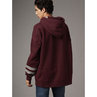 DEEP CLARET Sweat-shirt oversize à capuche à grosses rayures
