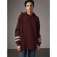 DEEP CLARET Sweat-shirt oversize à capuche à grosses rayures