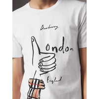 WHITE T-shirt en coton à imprimé icônes londoniennes