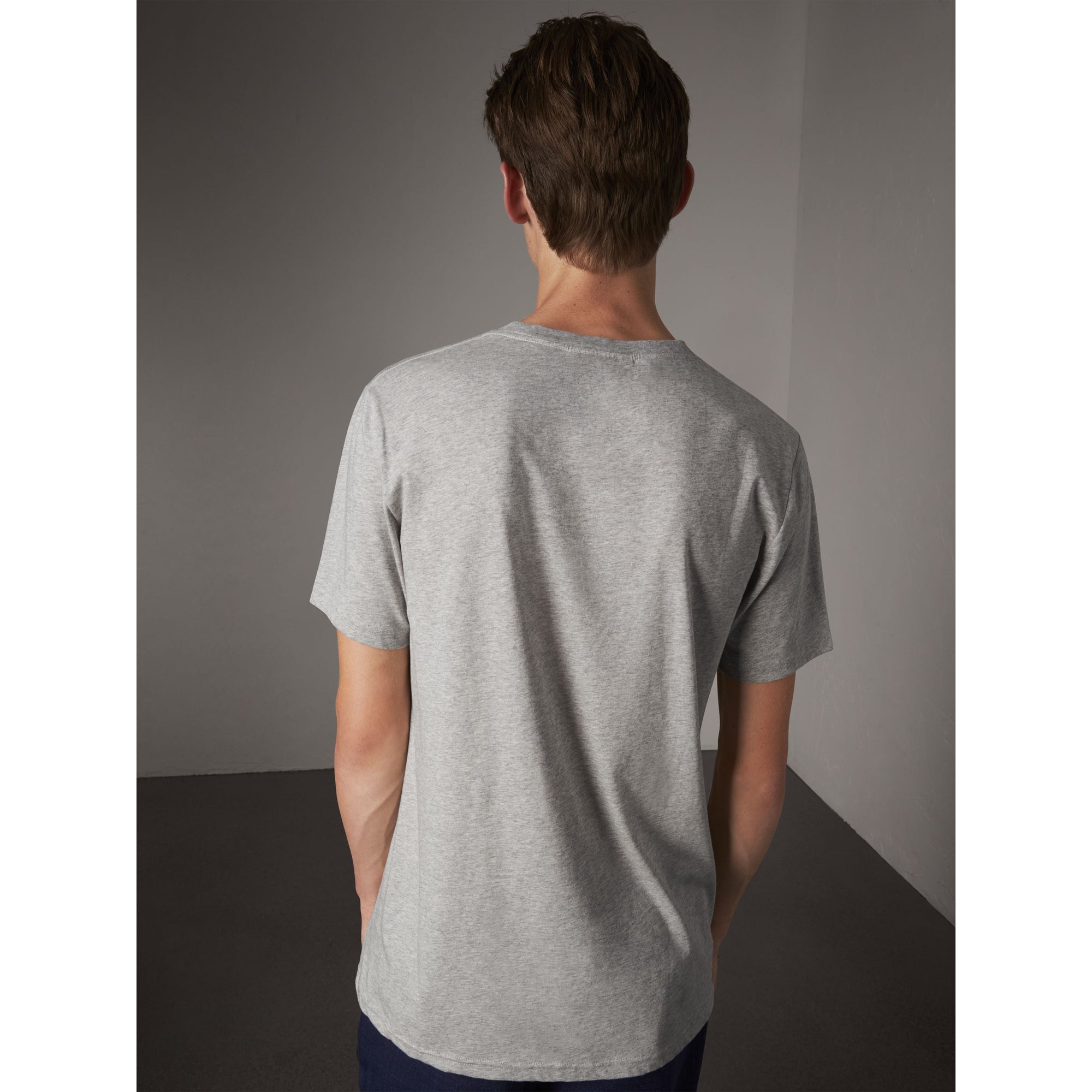 PALE GREY MELANGE T-shirt en coton avec motif graphique Open Spaces