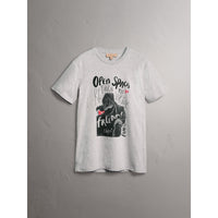 PALE GREY MELANGE T-shirt en coton avec motif graphique Open Spaces