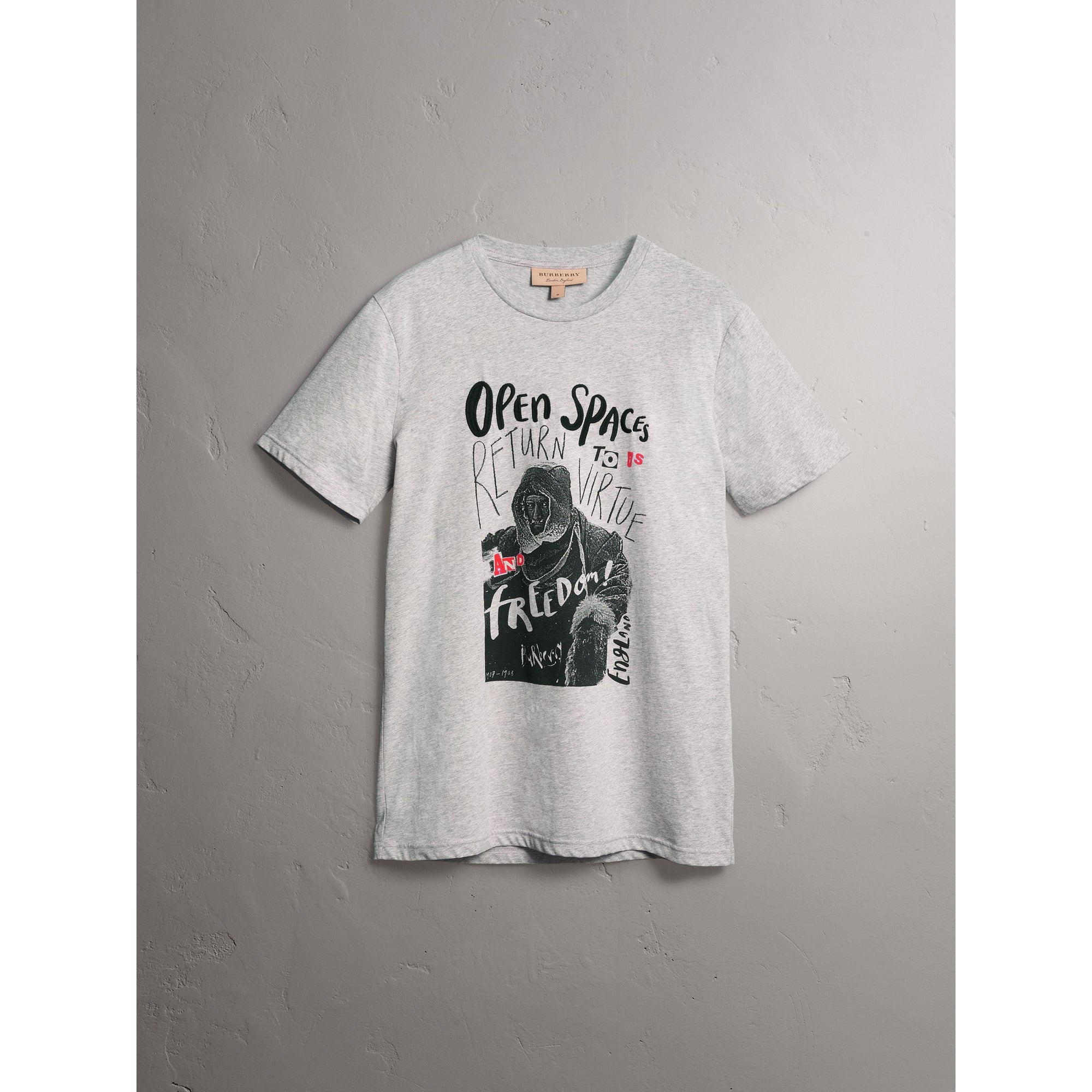 PALE GREY MELANGE T-shirt en coton avec motif graphique Open Spaces