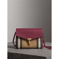 BERRY PINK Petit sac à bandoulière en cuir et coton House check
