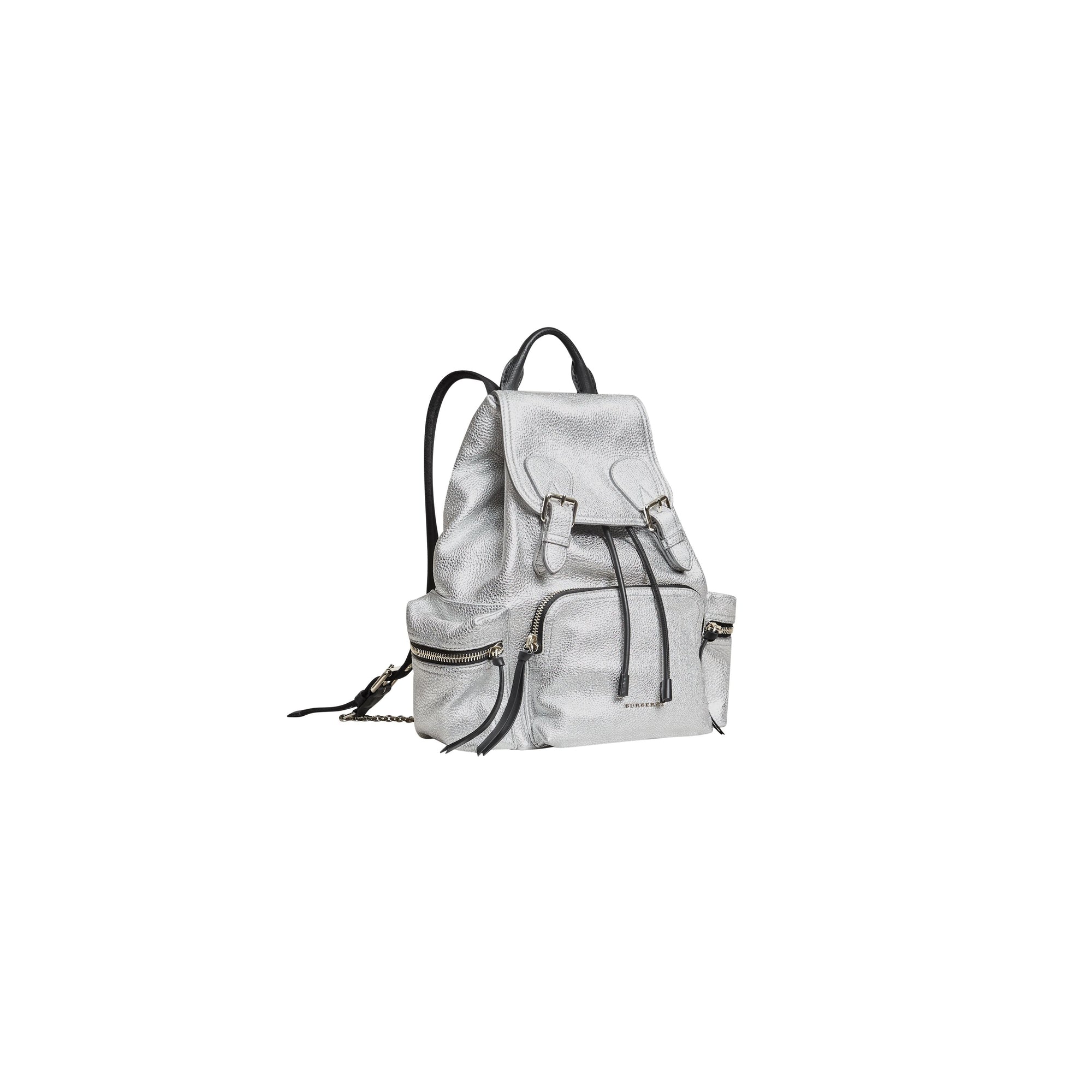SILVER Sac The Rucksack moyen en cuir de cerf métallisé