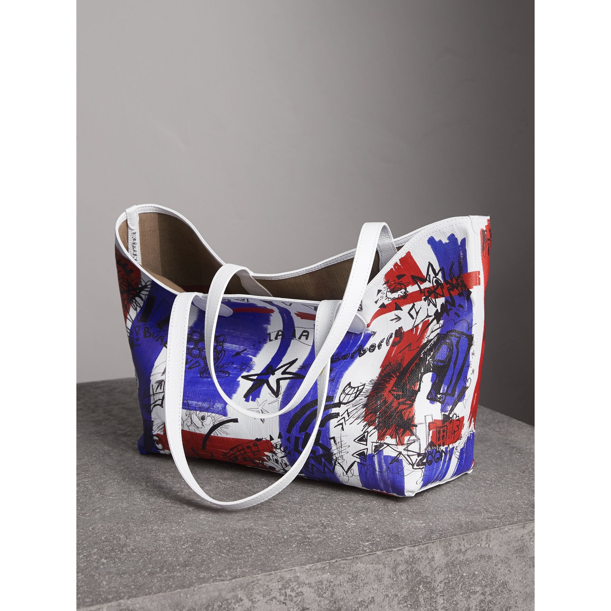 CLASSIC/WHITE/WHITE Sac tote Doodle moyen réversible