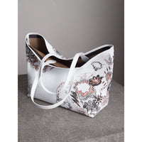 CLASSIC/WHITE/WHITE Grand sac tote Doodle réversible