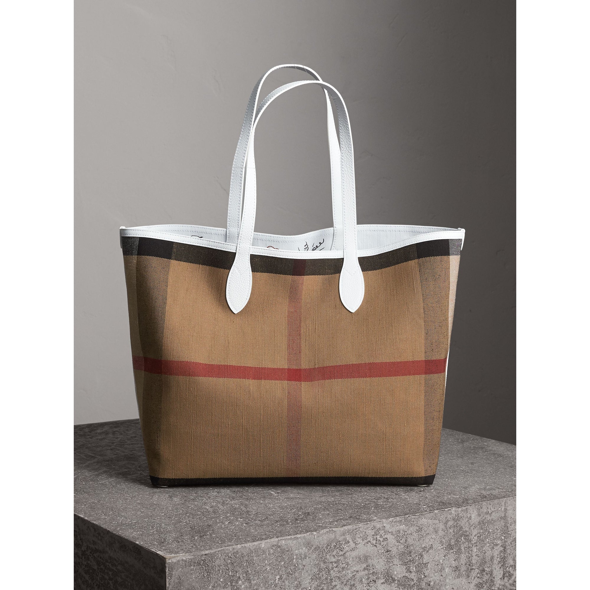 CLASSIC/WHITE/WHITE Grand sac tote Doodle réversible