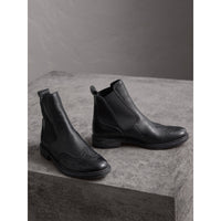 BLACK Bottines Chelsea en cuir texturé de style richelieu