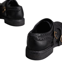 BLACK Chaussures derby à boucle de style richelieu en cuir texturé