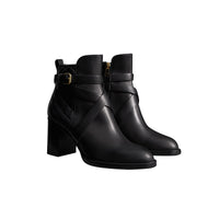 BLACK Bottines en cuir matelassé avec sangle