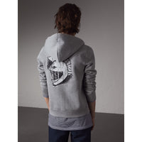 GREY MELANGE Haut à capuche en jersey de coton mélangé avec motif Pallas Helmet