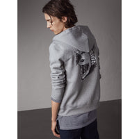 GREY MELANGE Haut à capuche en jersey de coton mélangé avec motif Pallas Helmet