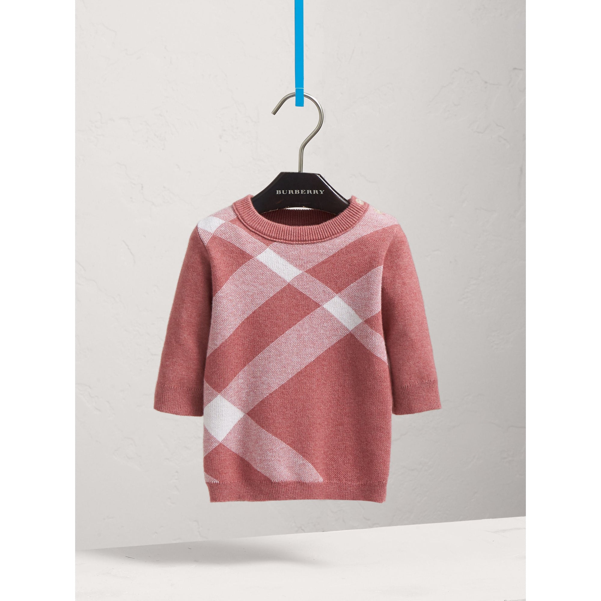 MAUVE PINK Robe en cachemire et coton mélangé avec motif check