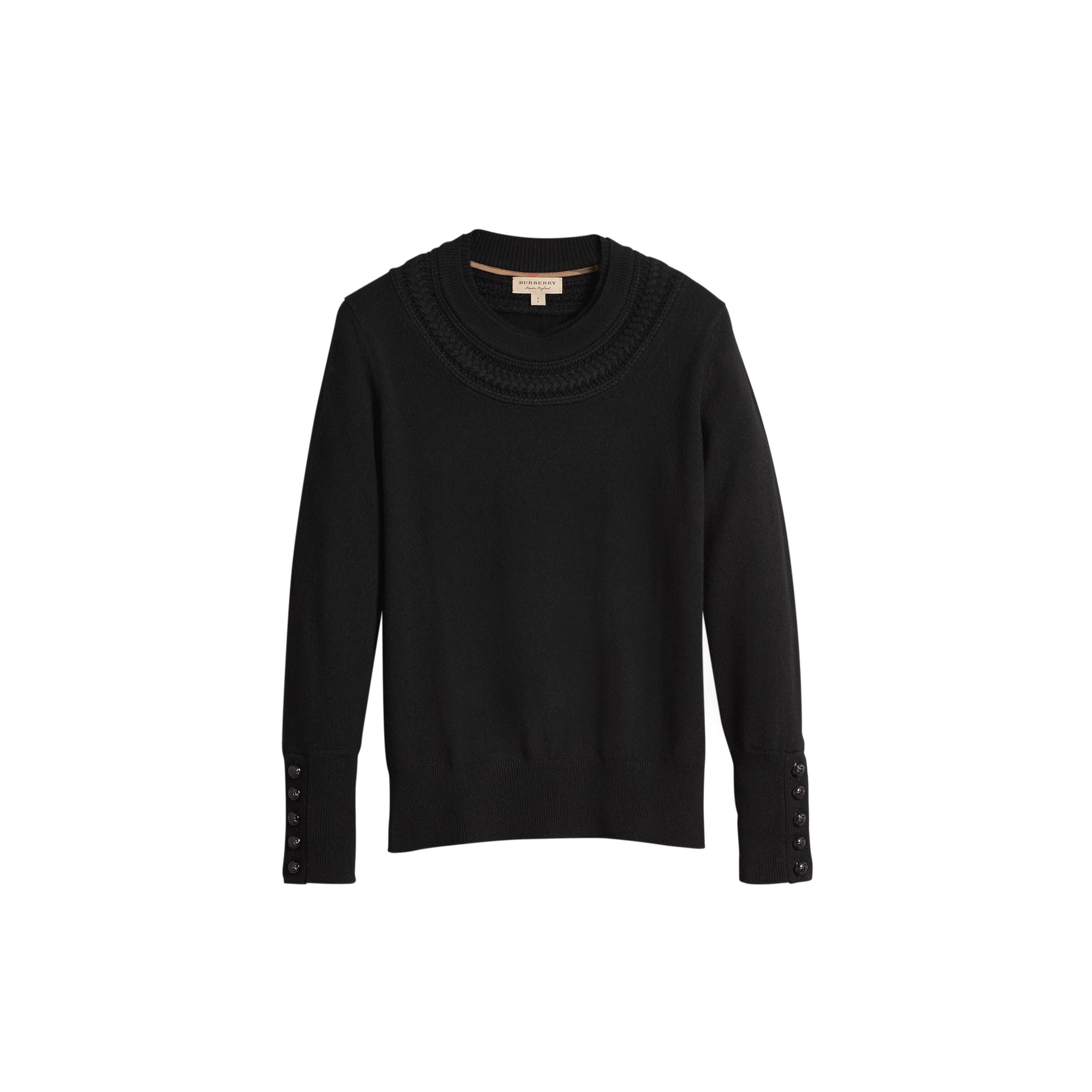 BLACK Pull en cachemire avec empiècement en maille torsadée