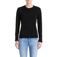 BLACK Pull en cachemire avec empiècement en maille torsadée