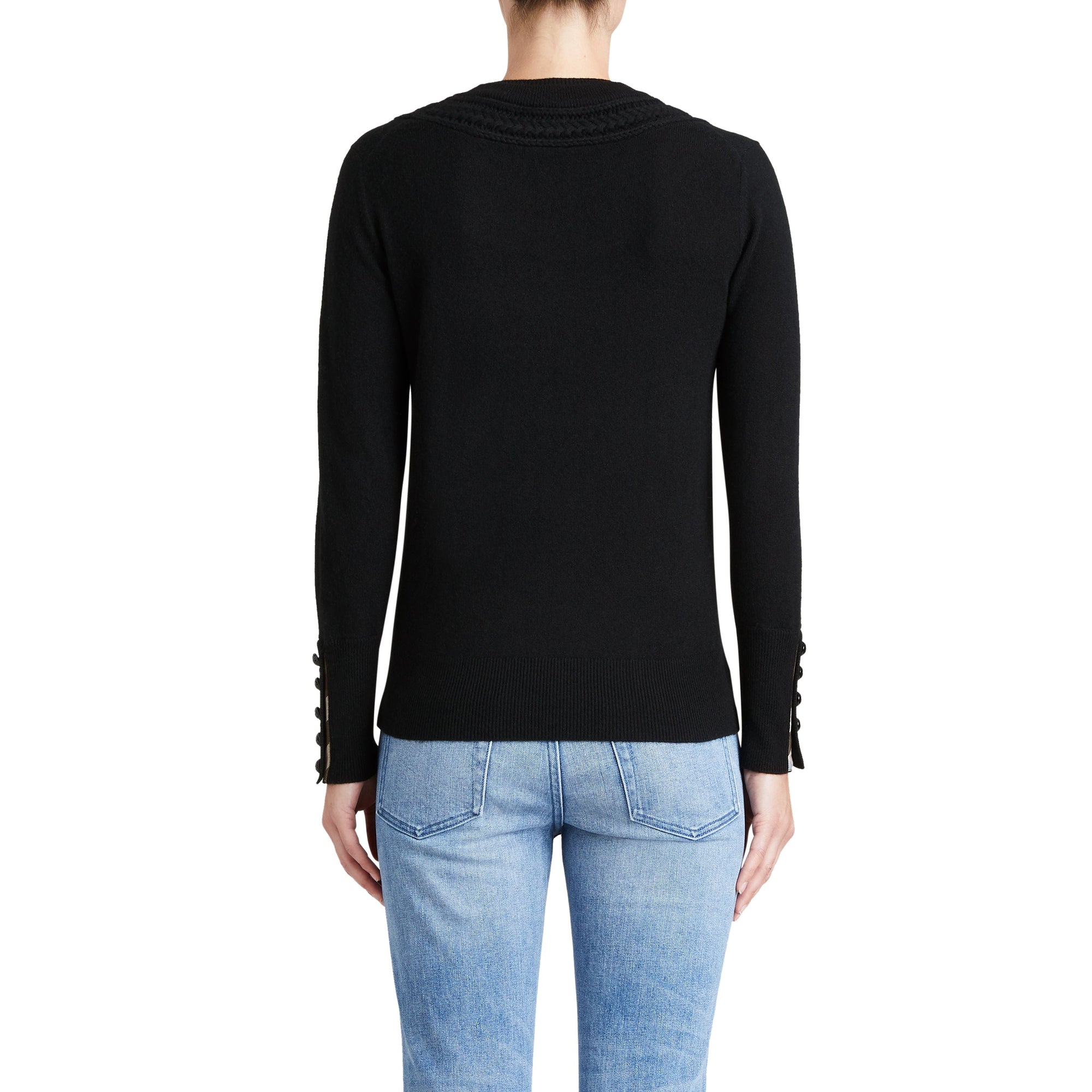 BLACK Pull en cachemire avec empiècement en maille torsadée