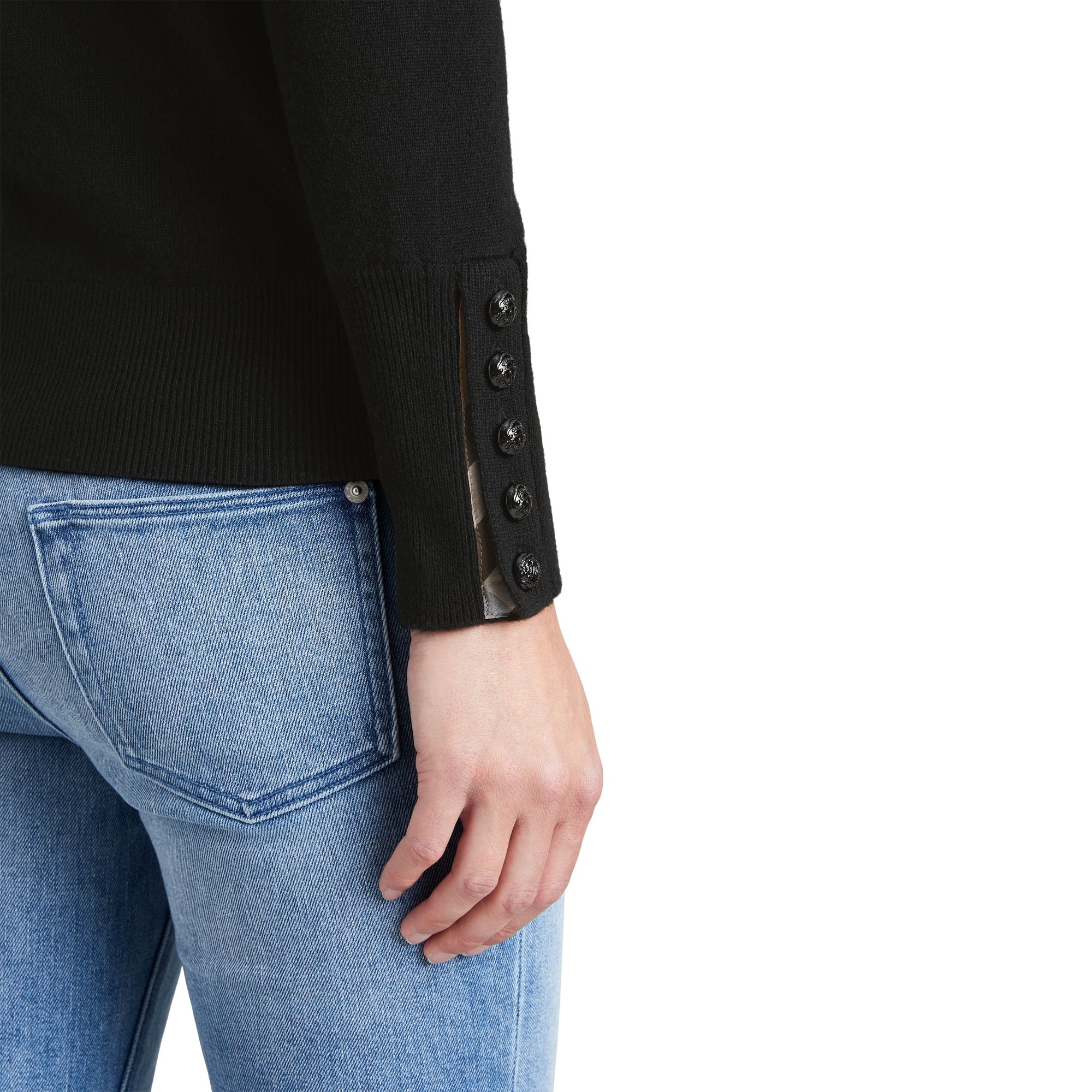 BLACK Pull en cachemire avec empiècement en maille torsadée