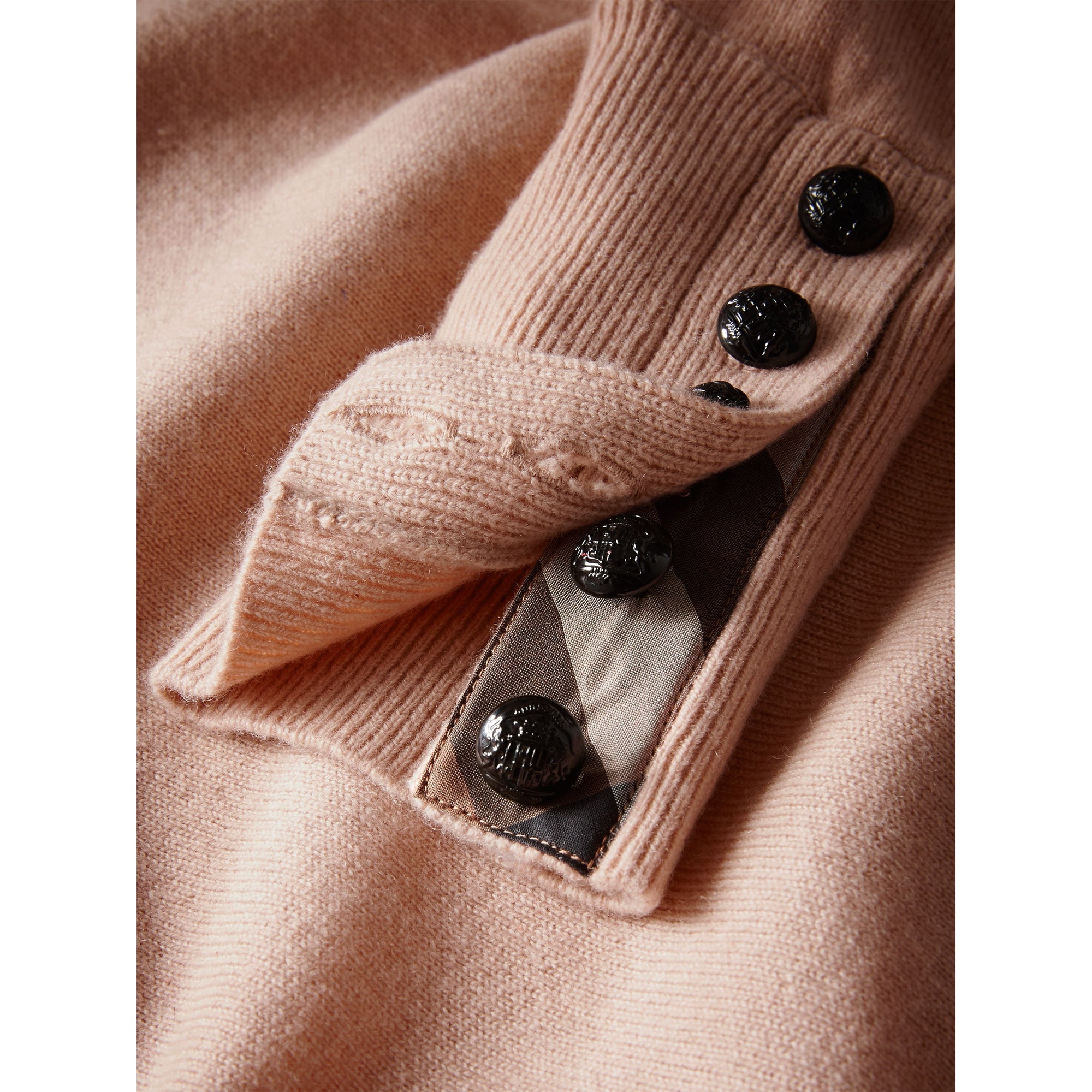APRICOT PINK Pull en cachemire avec empiècement en maille torsadée