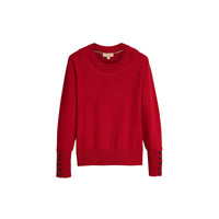 MILITARY RED Pull en cachemire avec empiècement en maille torsadée