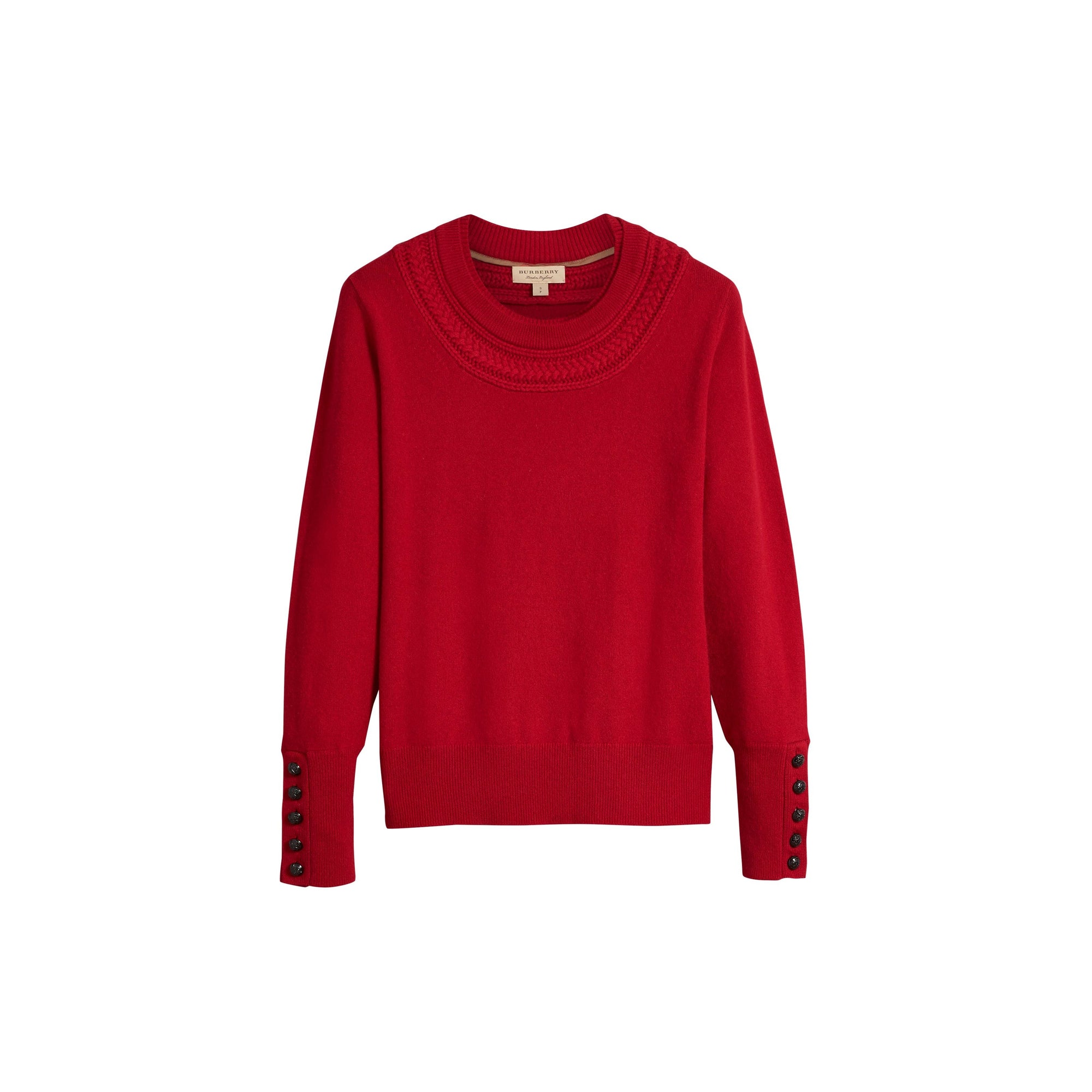 MILITARY RED Pull en cachemire avec empiècement en maille torsadée