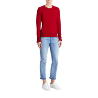 MILITARY RED Pull en cachemire avec empiècement en maille torsadée