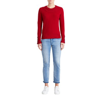 MILITARY RED Pull en cachemire avec empiècement en maille torsadée