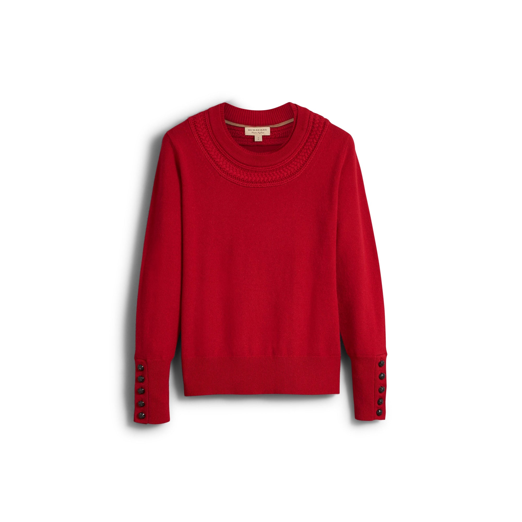MILITARY RED Pull en cachemire avec empiècement en maille torsadée