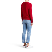 MILITARY RED Pull en cachemire avec empiècement en maille torsadée