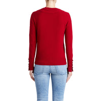 MILITARY RED Pull en cachemire avec empiècement en maille torsadée